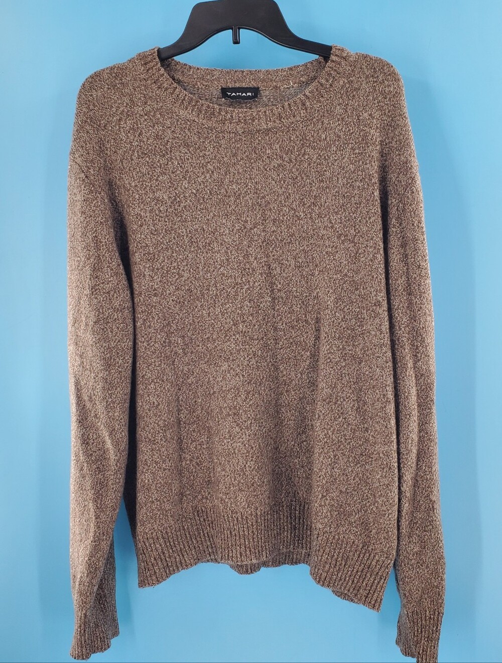 Tahari brown heathered crewneck sweater XL